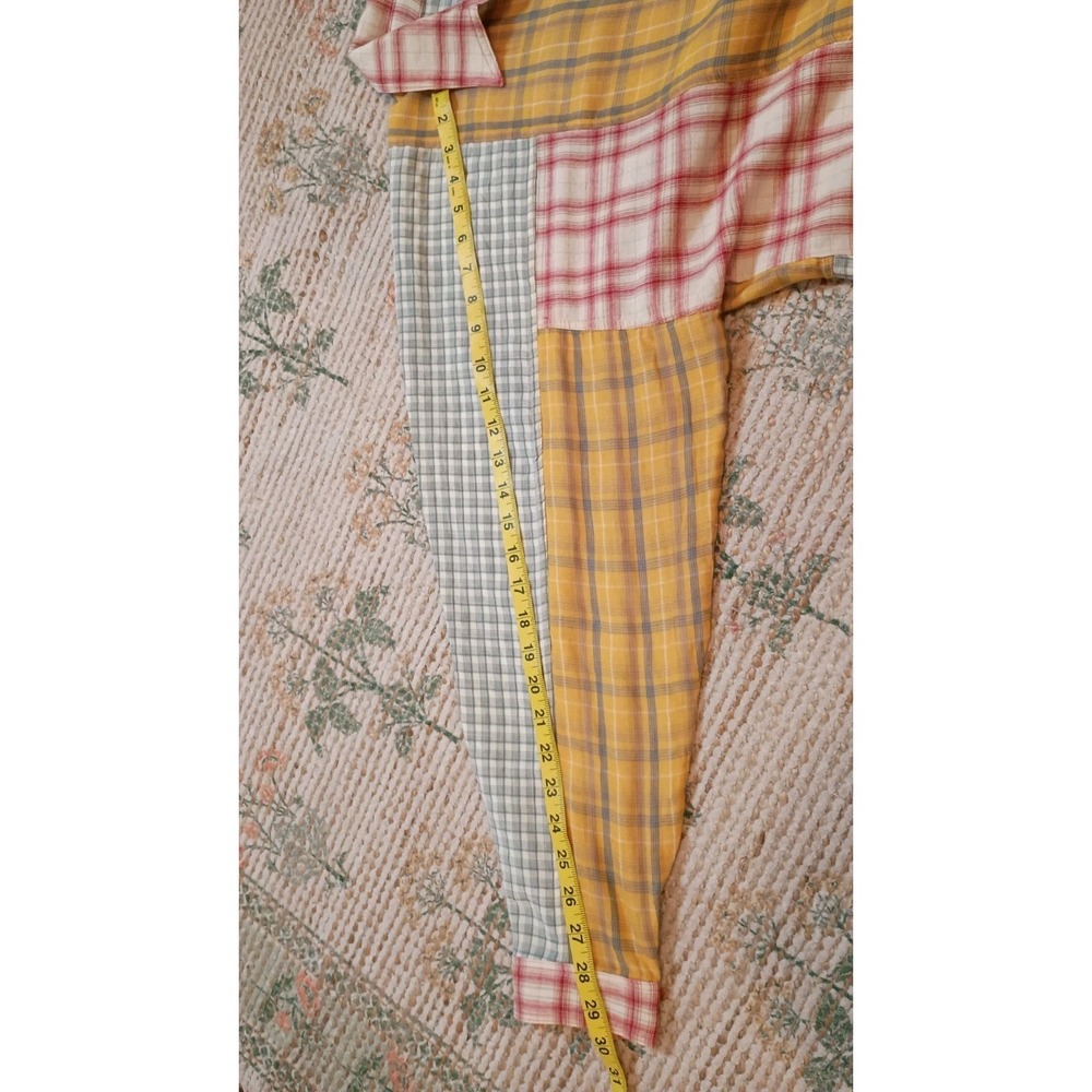 Easel Patchwork Plaid Button Down Boho Oversized … - image 10